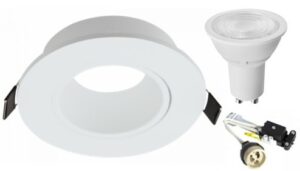 DL123 WH DOWNLIGHT + 6w LED GLOBE+ GU10 HOLDER COMBO-0