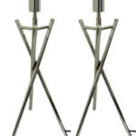 Set of 2 Modern Metal Tripod Table Lamps TL962CH/BCTWIN-0