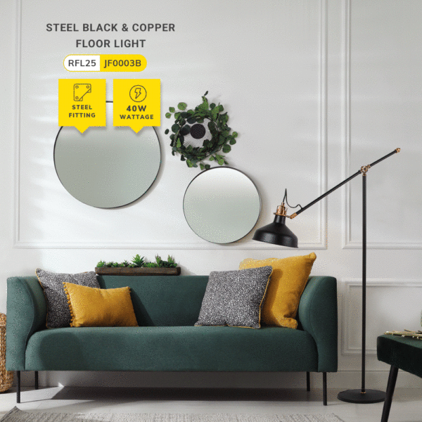 Eurolux RFL25 Floor Light Steel Black & Copper - Image 3