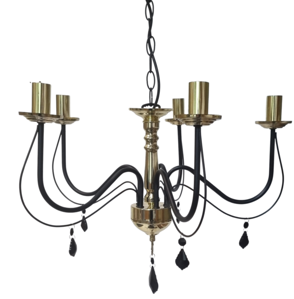 Litex Lamps TRF919/3 BK/PB Luxe 3 Light Chandelier with Crystals - Image 5