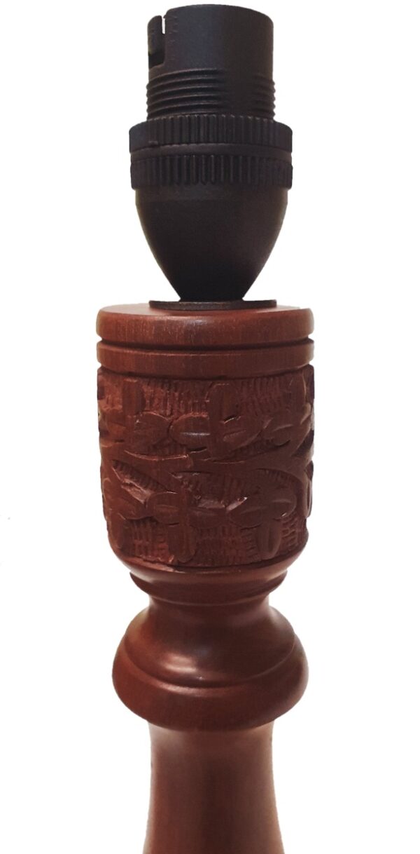 Litex Lamps TL894 Hand Carved Wooden Table Lamp with Lampshade - Image 2