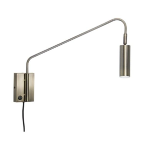 Brightstar WB372 SATIN BRASS Metal LED Wall Bracket with Moveable Arm, Swivel Head and Switch