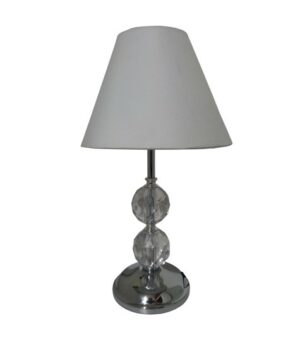 Litex Lamps TL9400+043CRM Chrome Table Lamp with Two Acrylic Balls and Fabric Lampshade