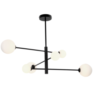 Brightstar CH393/6 BLACK Metal and Opal Glass Chandelier
