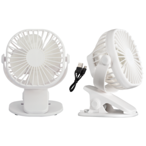 Brightstar FAN019 WHITE Portable Rechargeable 3 Speed Clip On/Table Fan with USB Cable