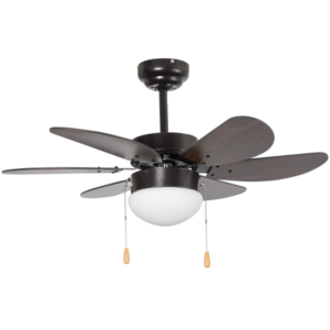 Brightstar FCF084 BLACK Metal Ceiling Fan with Opal Glass
