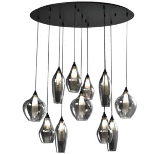 Brightstar PEN847/11 SMOKE Metal Pendant with Smoke Colour Outer Glass and Frosted Inner Glass