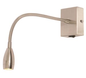 Brightstar WB040/1 Satin Metal Wall Fitting with Gooseneck Arm for LED and Switch