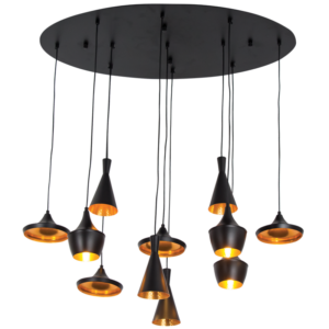 Brightstar PEN851/11 BLACK/GOLD 11 x 3W LED Metal Pendant