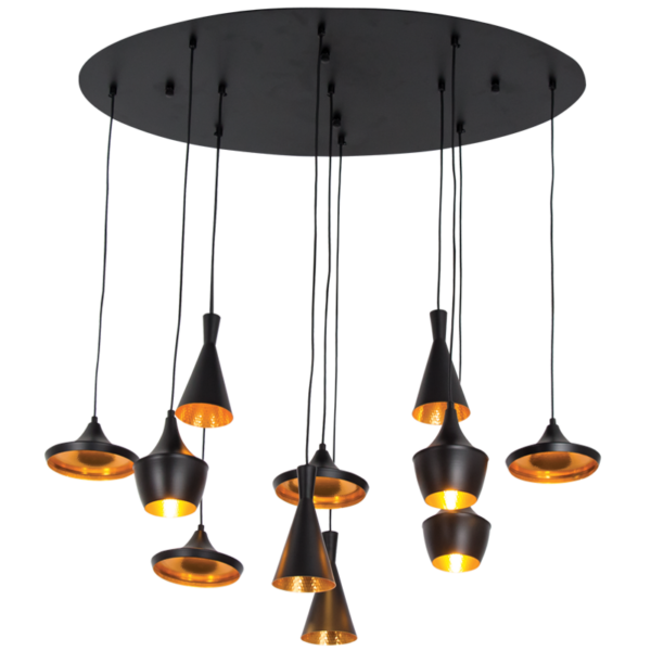Brightstar PEN851/11 BLACK/GOLD 11 x 3W LED Metal Pendant