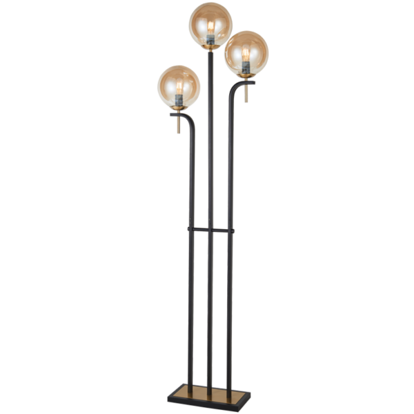 Brightstar SL423 AMBER Metal Floor Lamp with Amber Glass