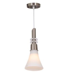Brightstar PEN040 WHITE Satin Chrome Pendant with Colour Glass
