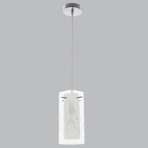 Brightstar PEN163 WHITE Polished Chrome Pendant with Clear Patterned Outer Glass and White Inner Glass
