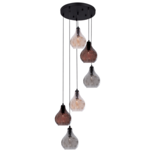 Brightstar PEN369 BLACK Metal Pendant with Crackle Glass