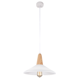 Brightstar PEN371 WHITE Metal and Wood Pendant with White Metal Shade
