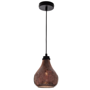 Brightstar PEN416 ROSE Metal and Rose Copper Colour Glass Pendant Rose Copper