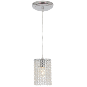 Brightstar PEN433/1 CHROME Polished Chrome Pendant with Clear Acrylic Crystals