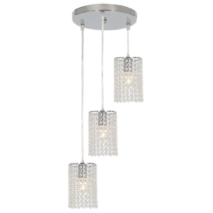 Brightstar PEN435/3 CHROME Polished Chrome Pendant with Clear Acrylic Crystals