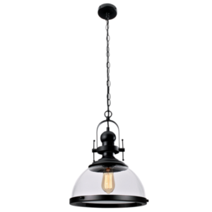 Brightstar PEN448 BLACK Metal Pendant with Clear Glass