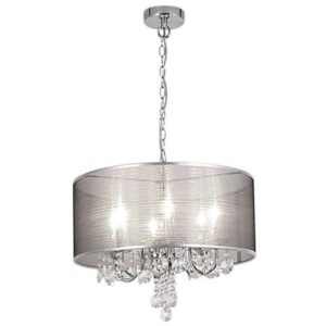 Brightstar PEN281/6 CHROME Polished Chrome Pendant with Transparent Silver Shade and Crystals