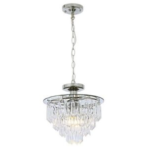 Brightstar PEN334/1 Polished Chrome Pendant with Clear Acrylic Crystals