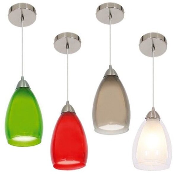 Brightstar PEN044 GREEN Satin Chrome Pendant with Double Glass - Image 2