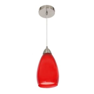 Brightstar PEN044 RED Satin Chrome Pendant with Double Glass