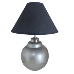 Litex Lamps TL1061SL+SH3 BL  Silver Apple Table Lamp with Fabric Lampshade