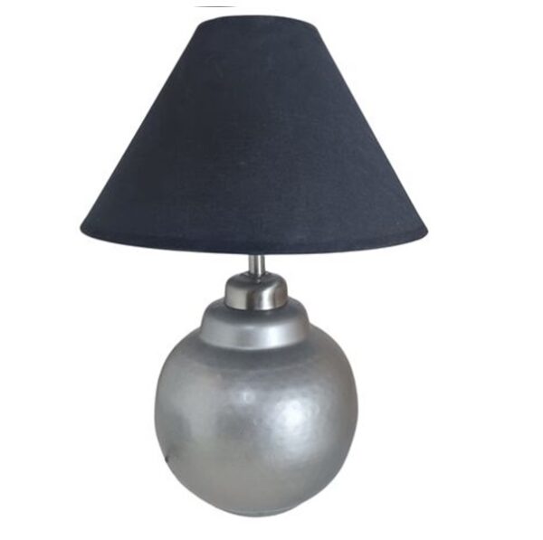 Litex Lamps TL1061SL+SH3BL Silver Apple Table Lamp with Fabric Lampshade