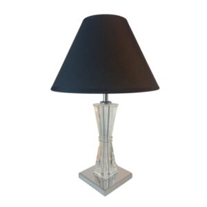 Litex Lamps TL1607+043BK  Hourglass Acrylic & Chrome Table Lamp with Fabric Lampshade
