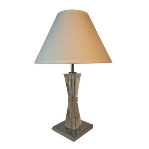 Litex Lamps TL1607+043WH Hourglass Acrylic & Chrome Table Lamp with Fabric Lampshade