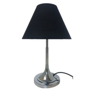 Litex Lamps TL161+043 BK Chrome Bugle Table Lamp with Fabric Lampshade
