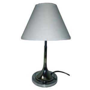 Litex Lamps TL161+043 WH Chrome Bugle Table Lamp with Fabric Lampshade