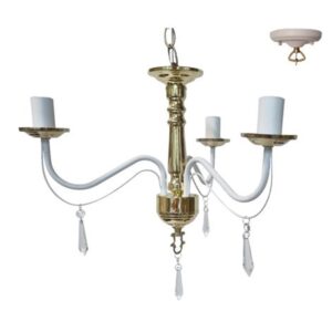 Litex Lamps TRF919/3 WH/PB Luxe 3 Light Chandelier with Crystals