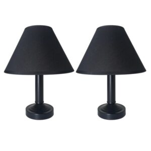 Litex Lamps TL4033 BK+043 BK Mini Table Lamp with Black Fabric Shade Twinpack