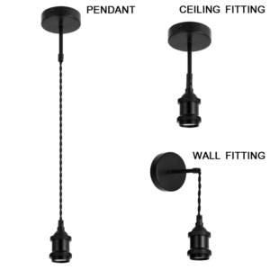 BrightStar PEN500 MATT BK 3 in 1 DIY Kit Metal and Plastic with 2 Core Black Twisted Material Cord