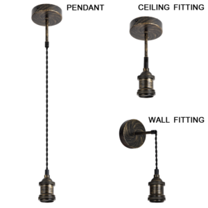 BrightStar PEN502 ANTIQUE BRASS 3 in 1 DIY Kit Metal and Plastic with 2 Core Black Twisted Material Cord
