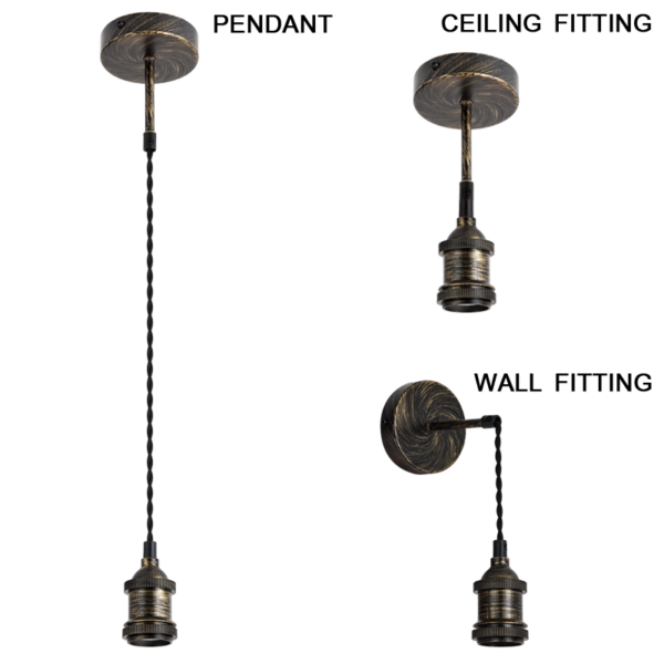 BrightStar PEN502 ANTIQUE BRASS 3 in 1 DIY Kit Metal and Plastic with 2 Core Black Twisted Material Cord