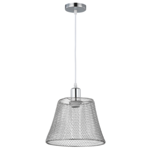 BrightStar PEN517 CHROME Steel Mesh Polished Chrome Pendant with White Cord