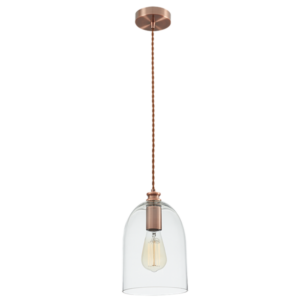 Brightstar PEN534 CLEAR Red Bronze Cord Pendant with Clear Glass