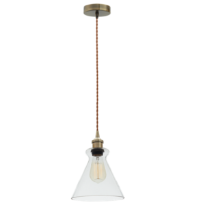 Brightstar PEN536 CLEAR Antique Bronze Cord Pendant with Clear Glass