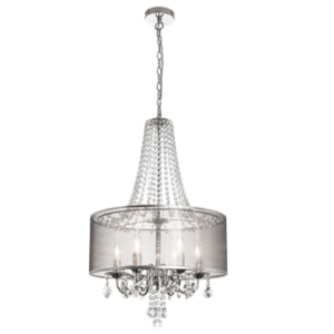 Brightstar PEN549 CRYSTAL Polished Chrome Pendant with Crystals and Transparent Silver Shade