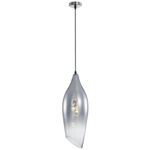 Brightstar PEN553/1 SMOKE Satin Nickel Pendant with Smoke Colour Glass Smoke