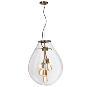 Brightstar PEN571/3 GLASS Matt Brass Pendant with Clear Glass