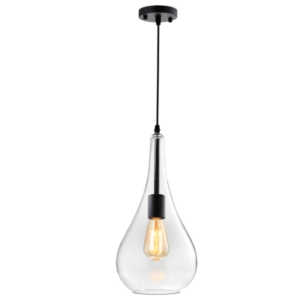 Brightstar PEN573/1 GLASS Black Metal Pendant with Clear Glass