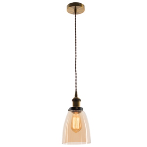 Brightstar PEN577 ANTIQUE Metal Pendant with Amber Glass Antique Brass