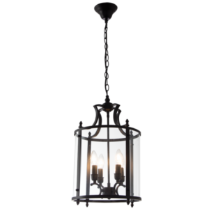 Brightstar PEN604 BLACK Matt Black Metal Pendant with Clear Glass