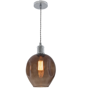 Brightstar PEN611 SMOKE Polished Chrome Pendant with Smoke Colour Glass