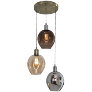 Brightstar PEN613 CHROME Antique Brass Base Pendant with Colour Glass