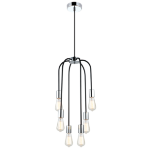 Brightstar PEN621/6 CHR/BLACK Polished Chrome and Black Pendant